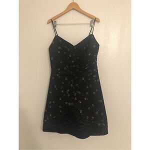5/$25 SALE Onyx Nite Metallic Formal Prom Spaghetti Strap Mini Black Dress 14